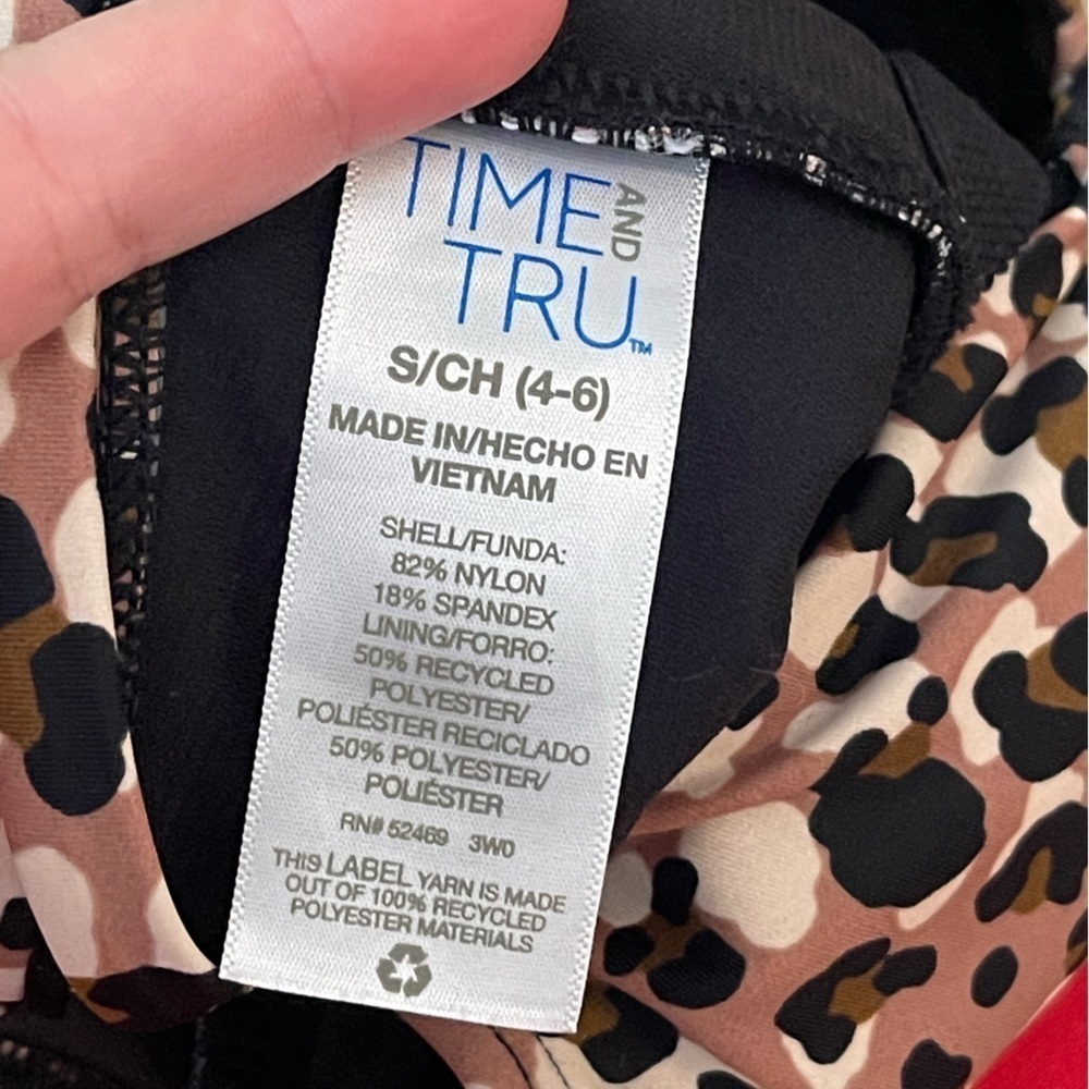 Time And Tru Leopard Print Deep V One Piece Swims… - image 3